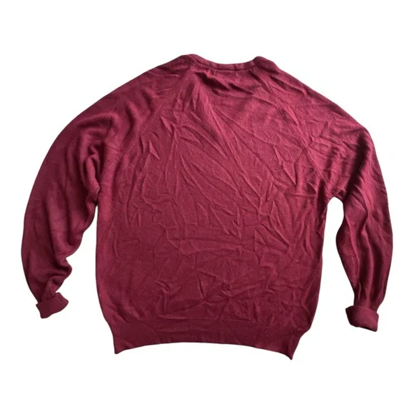 Vintage Christian Dior made in USA Men's Deep Red V-Neck Sweater Sz XL